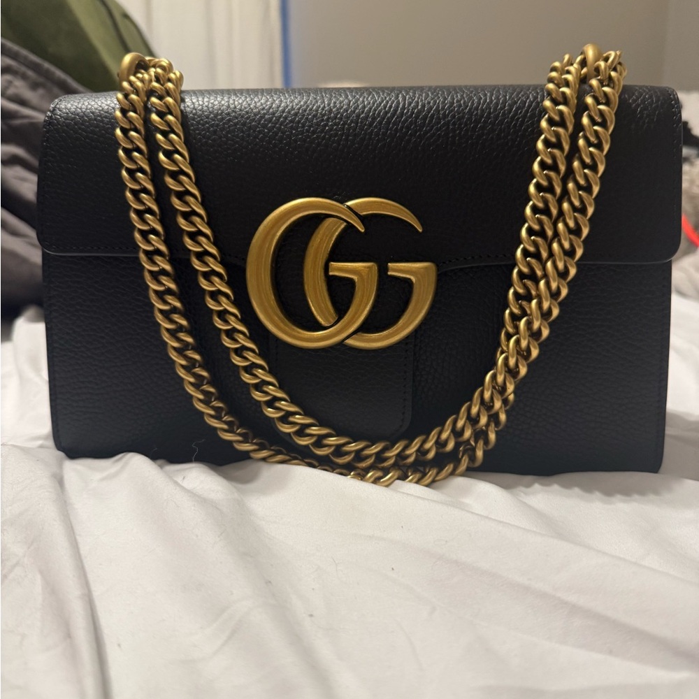 Black Leather Chain Shoulder Bag - Picture 2 of 5